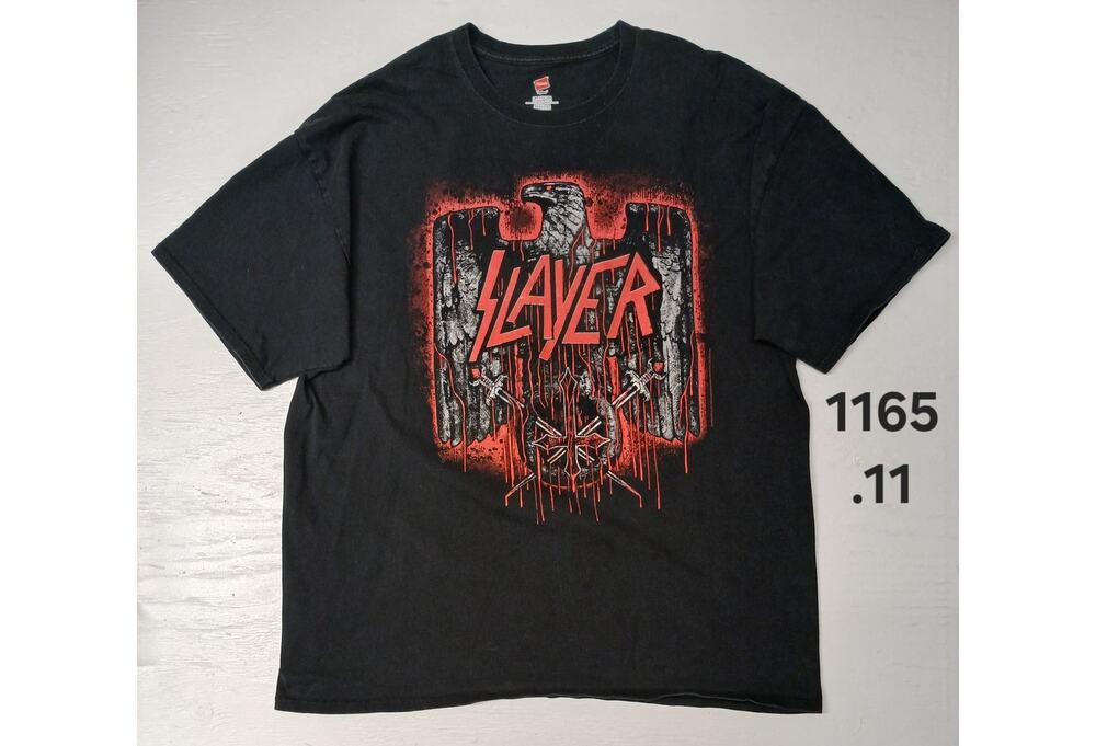 Hanes Tagless (2XL) Black SLAYER Crew Neck Short Sleeve Tee